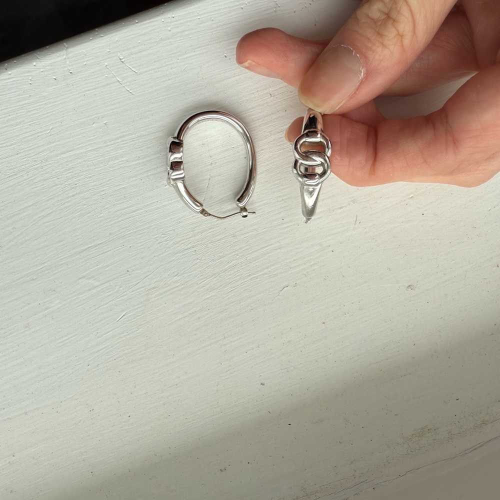 Silver Hoop Earrings with Snake Design